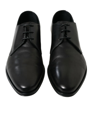 Schwarze Derby-Schuhe aus Leder mit Schnürung