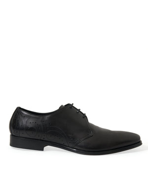 Schwarze Derby-Schuhe aus Leder mit Schnürung