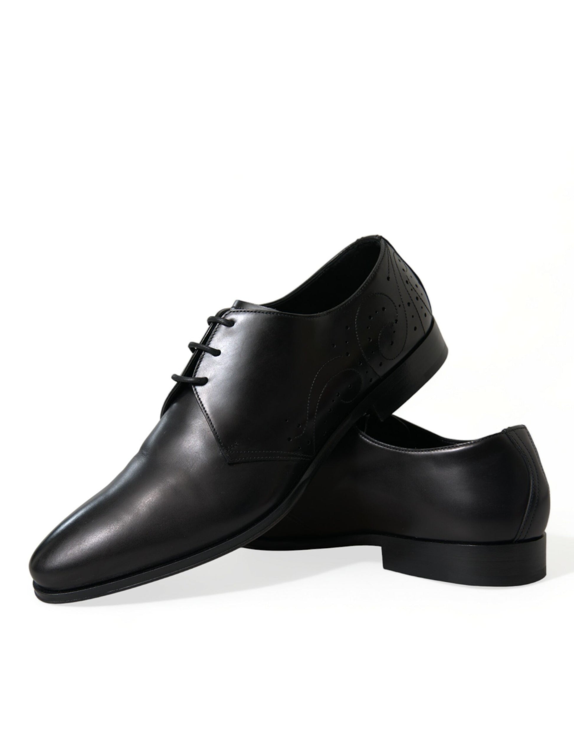 Schwarze Derby-Schuhe aus Leder mit Schnürung