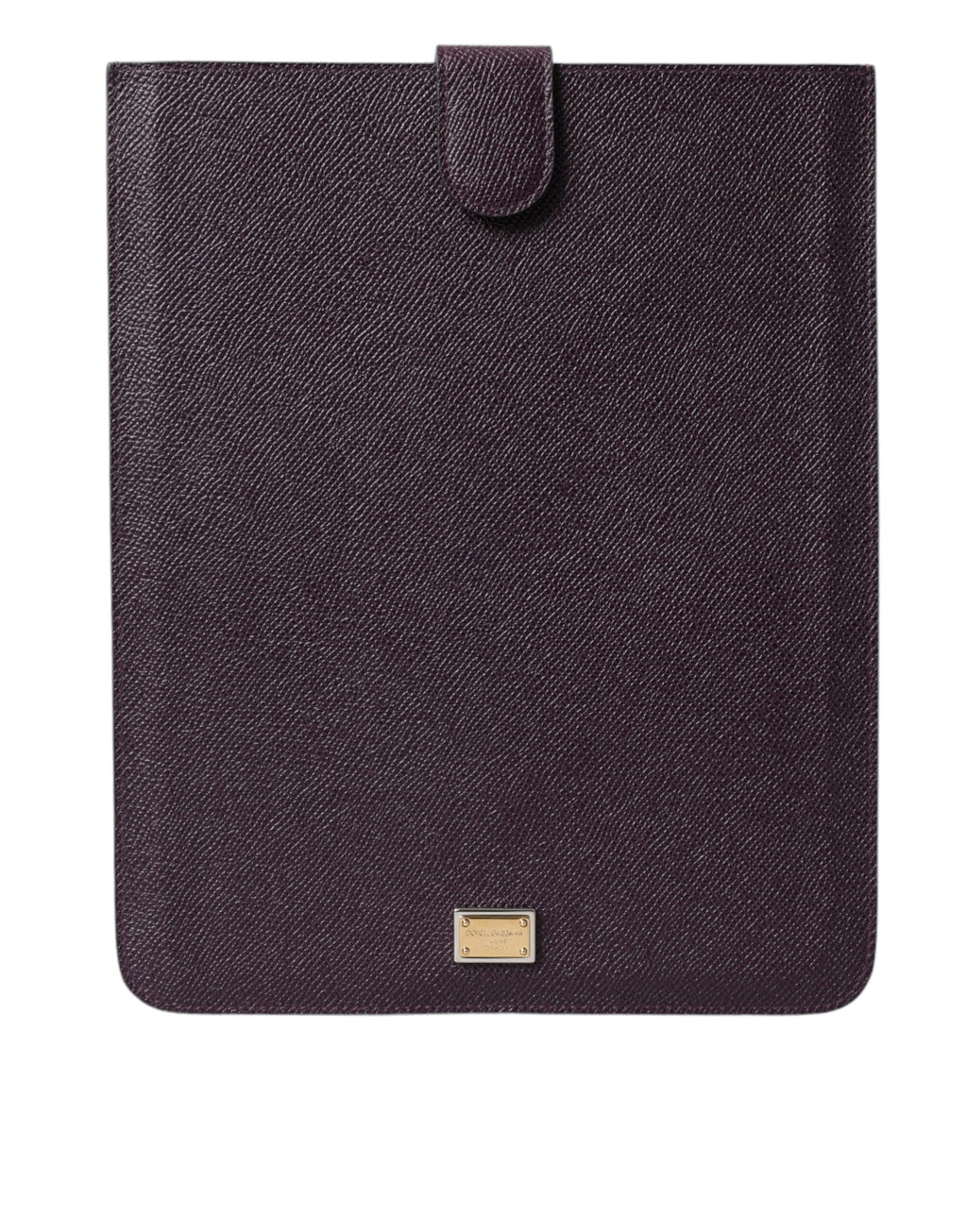 Dunkelbraune Tablet-Hülle aus Leder mit Logo-Plakette