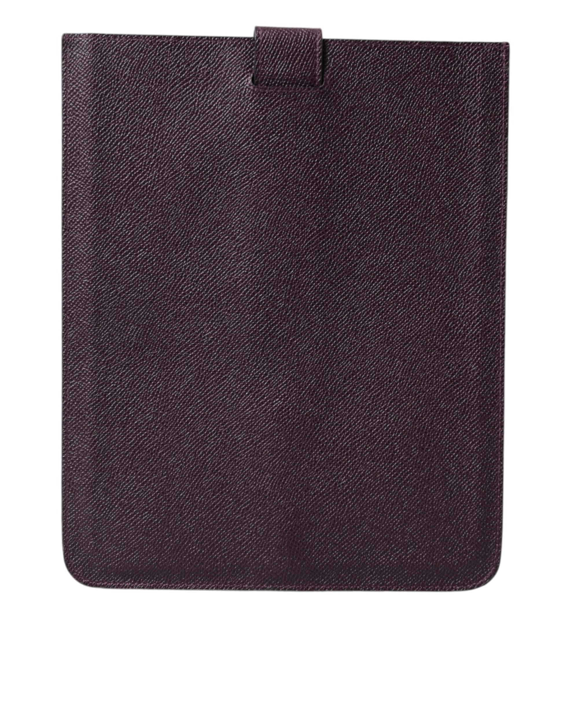 Dunkelbraune Tablet-Hülle aus Leder mit Logo-Plakette