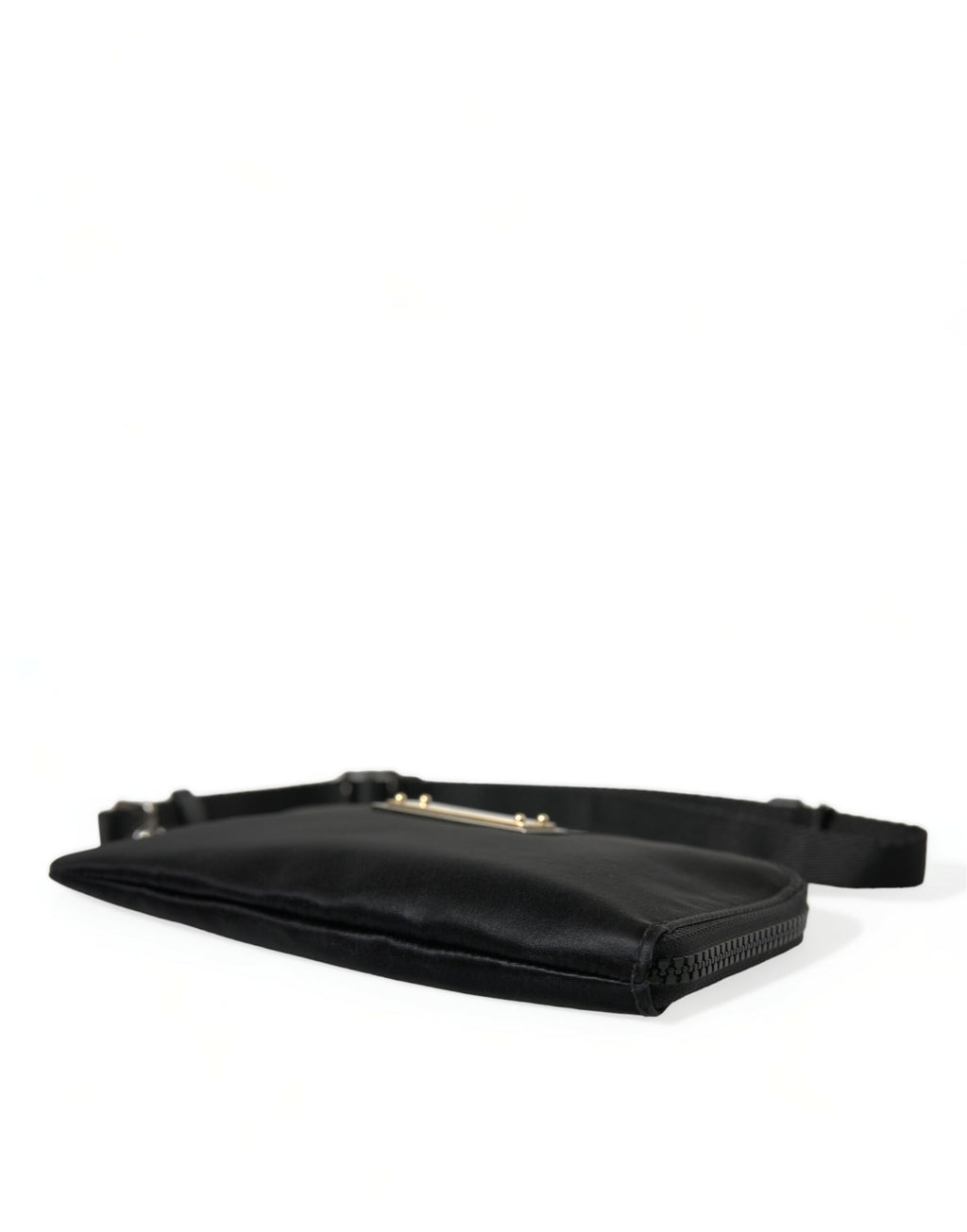 Schwarze Clutch aus Nylon mit Schlüsselring und Logo-Schild