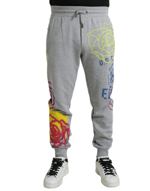 Graue Jogginghose aus Baumwolle mit Graffiti-Print