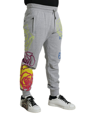 Graue Jogginghose aus Baumwolle mit Graffiti-Print