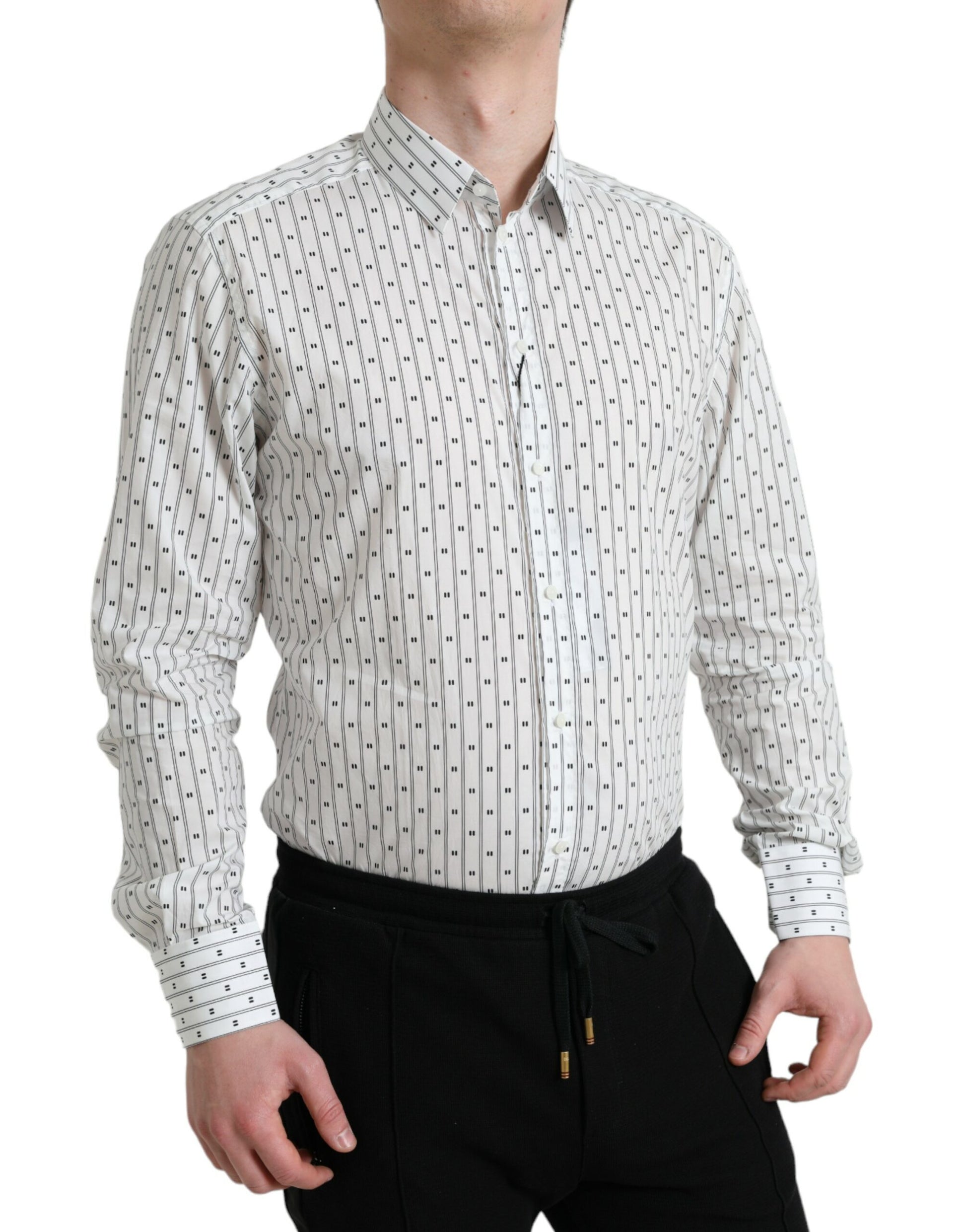 Weißes gemustertes Herren GOLD Formelles Hemd