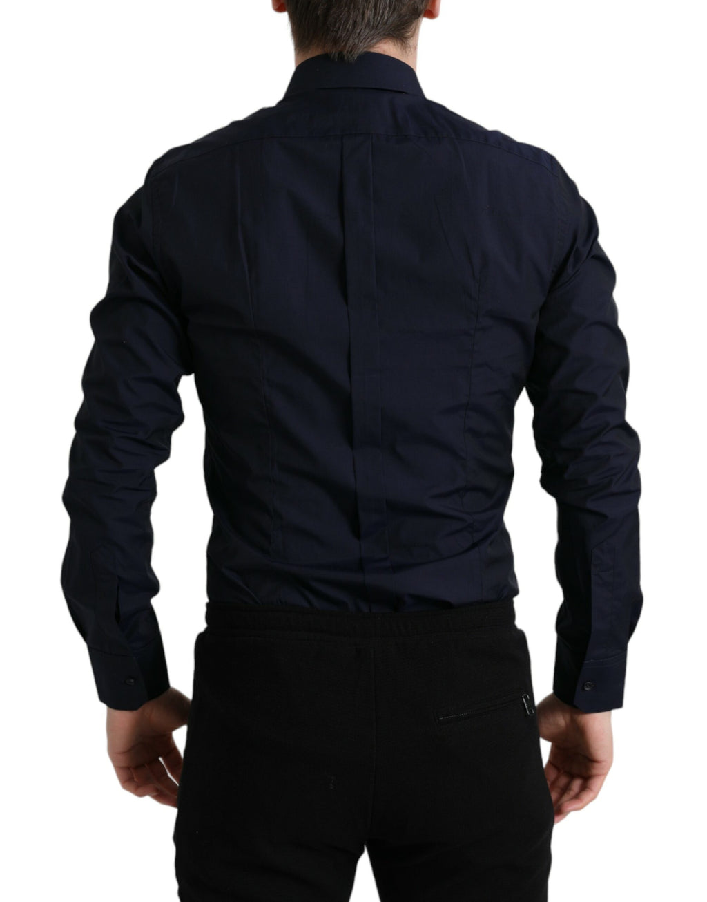 Marineblaues Slim Fit-Hemd in Gold