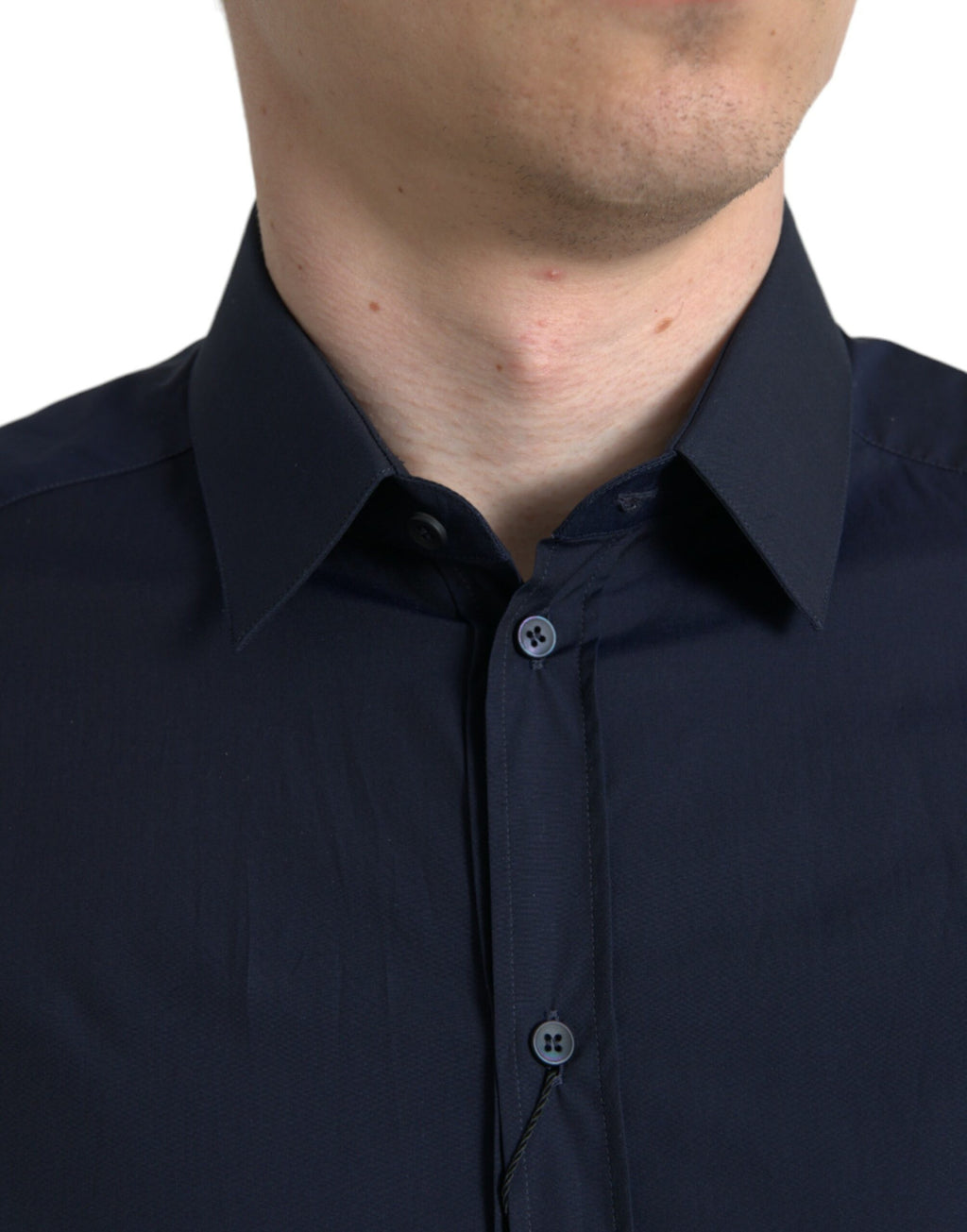Marineblaues Slim Fit-Hemd in Gold