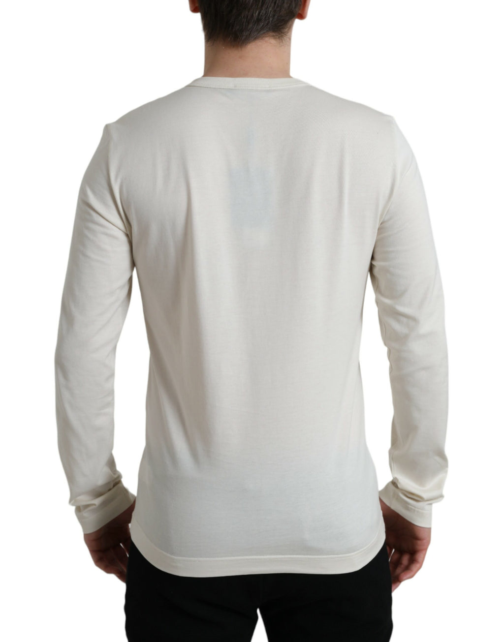 Henley-Pullover aus Baumwolle in gebrochenem Weiß