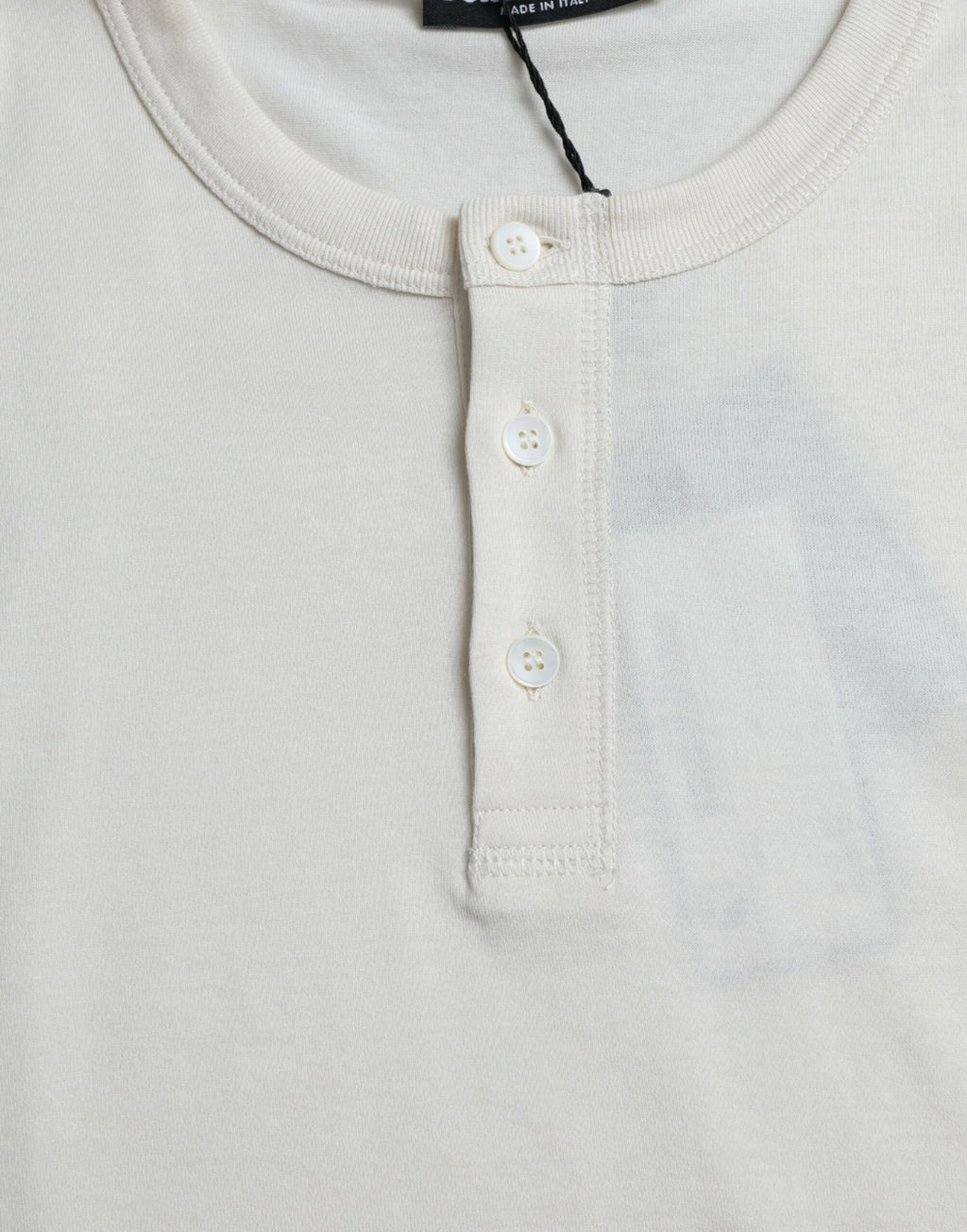 Henley-Pullover aus Baumwolle in gebrochenem Weiß