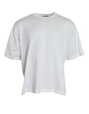 Weißes T-Shirt aus Baumwolle mit kurzen Ärmeln und Rundhalsausschnitt