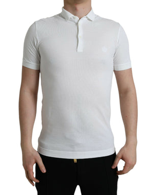 Weißes, kurzärmliges T-Shirt mit Krone und Kragen