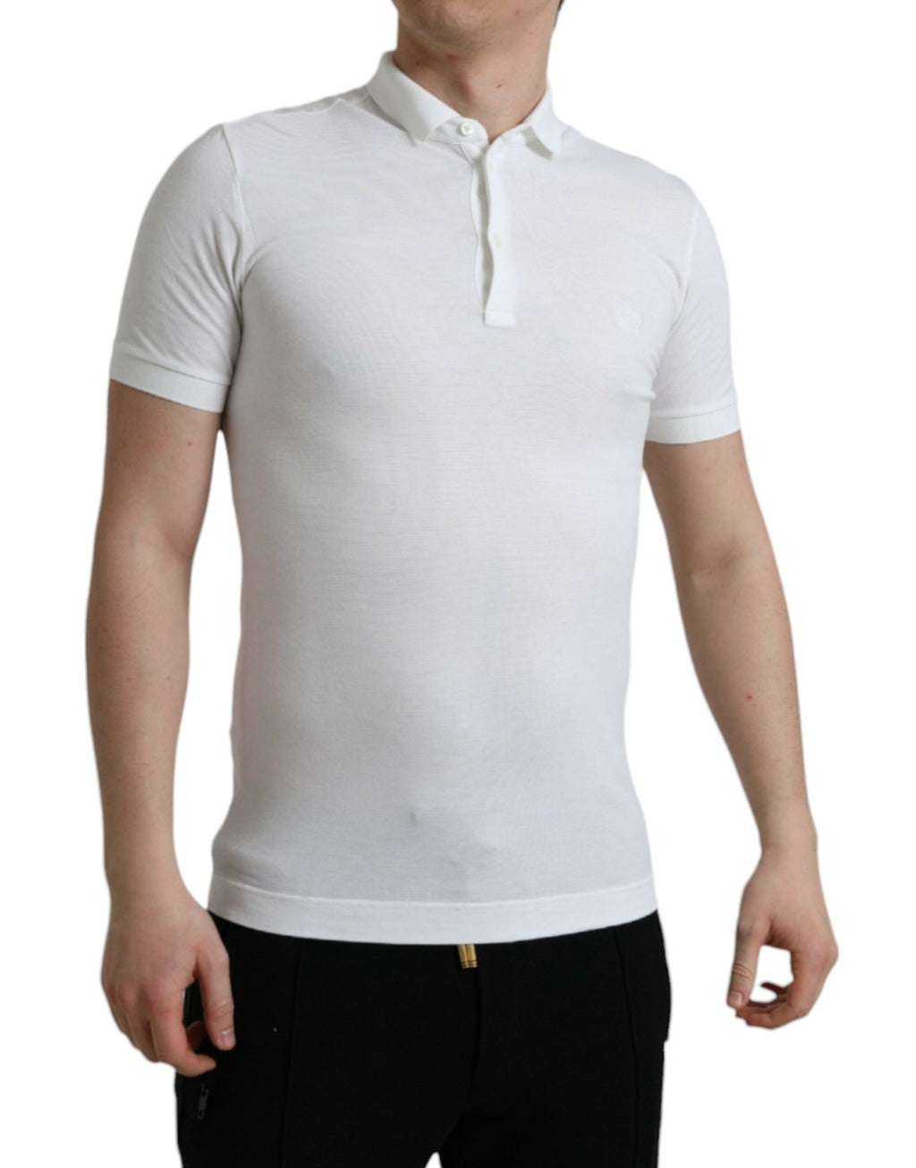 Weißes, kurzärmliges T-Shirt mit Krone und Kragen