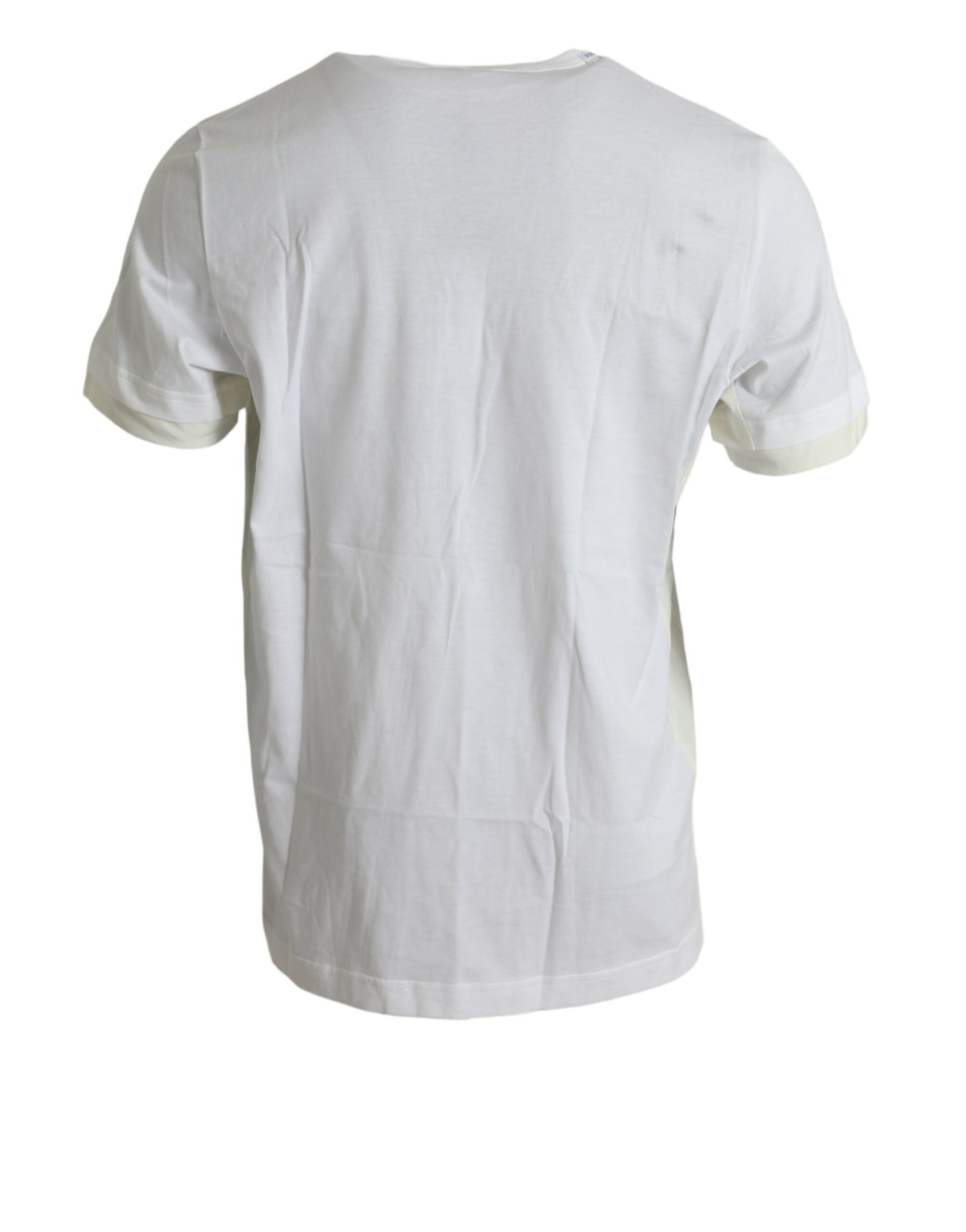Weißes Baumwoll-T-Shirt mit kurzen Ärmeln und Tasche
