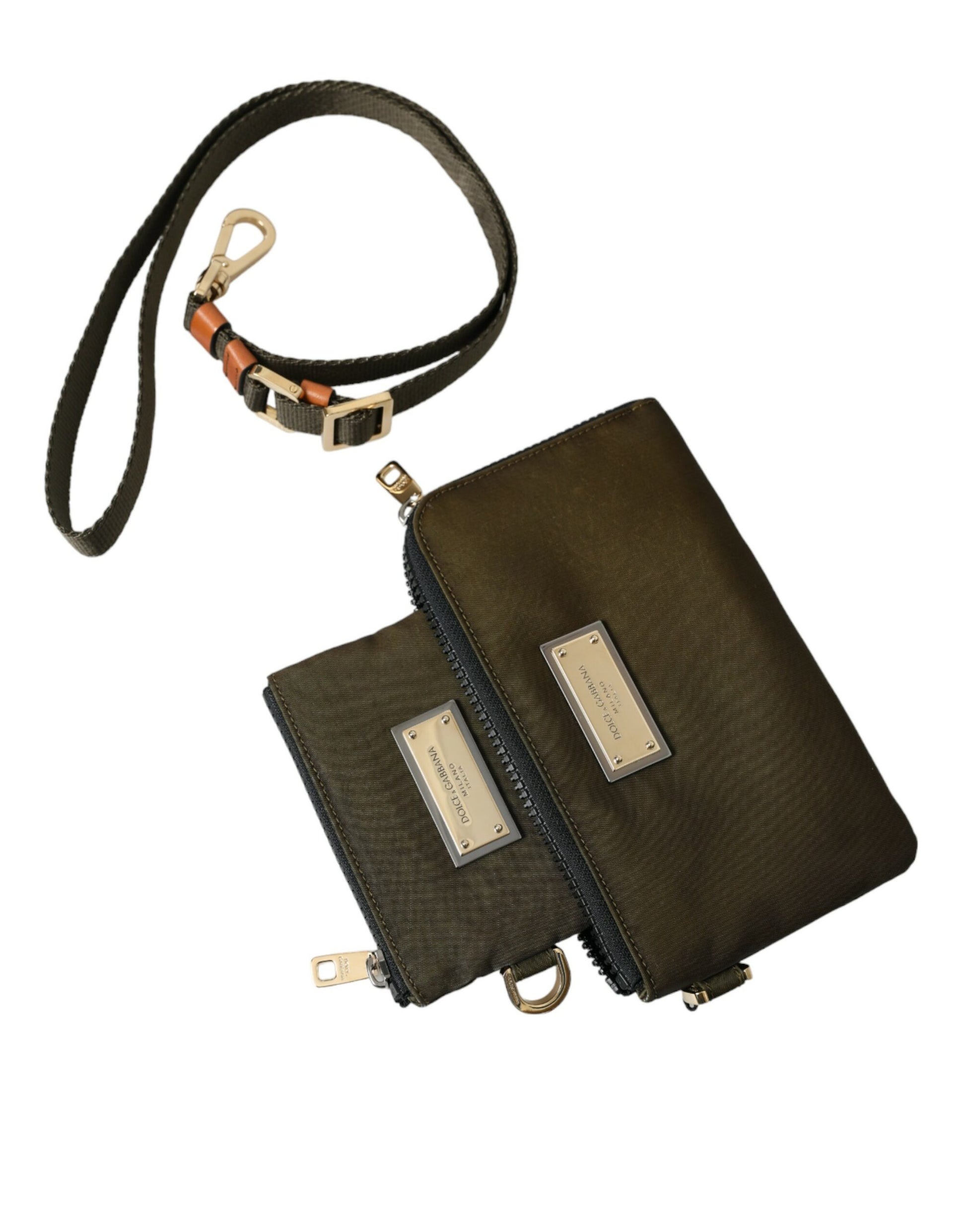 Dunkelgrünes Nylon-Logo-Multifunktionsset, 2-teiliges Taschenset
