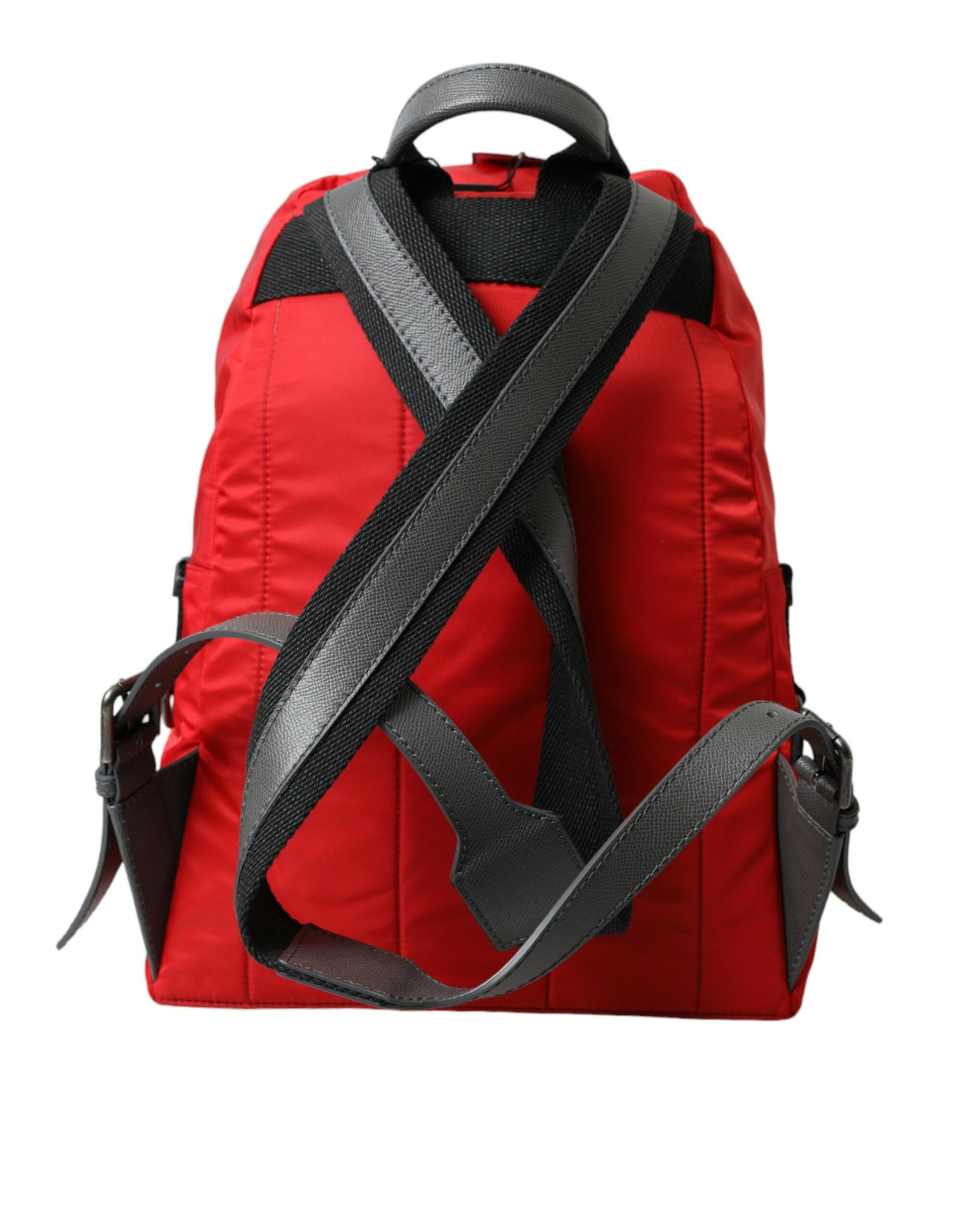 Roter Schulrucksack aus Nylon und Leder mit DG-Logo