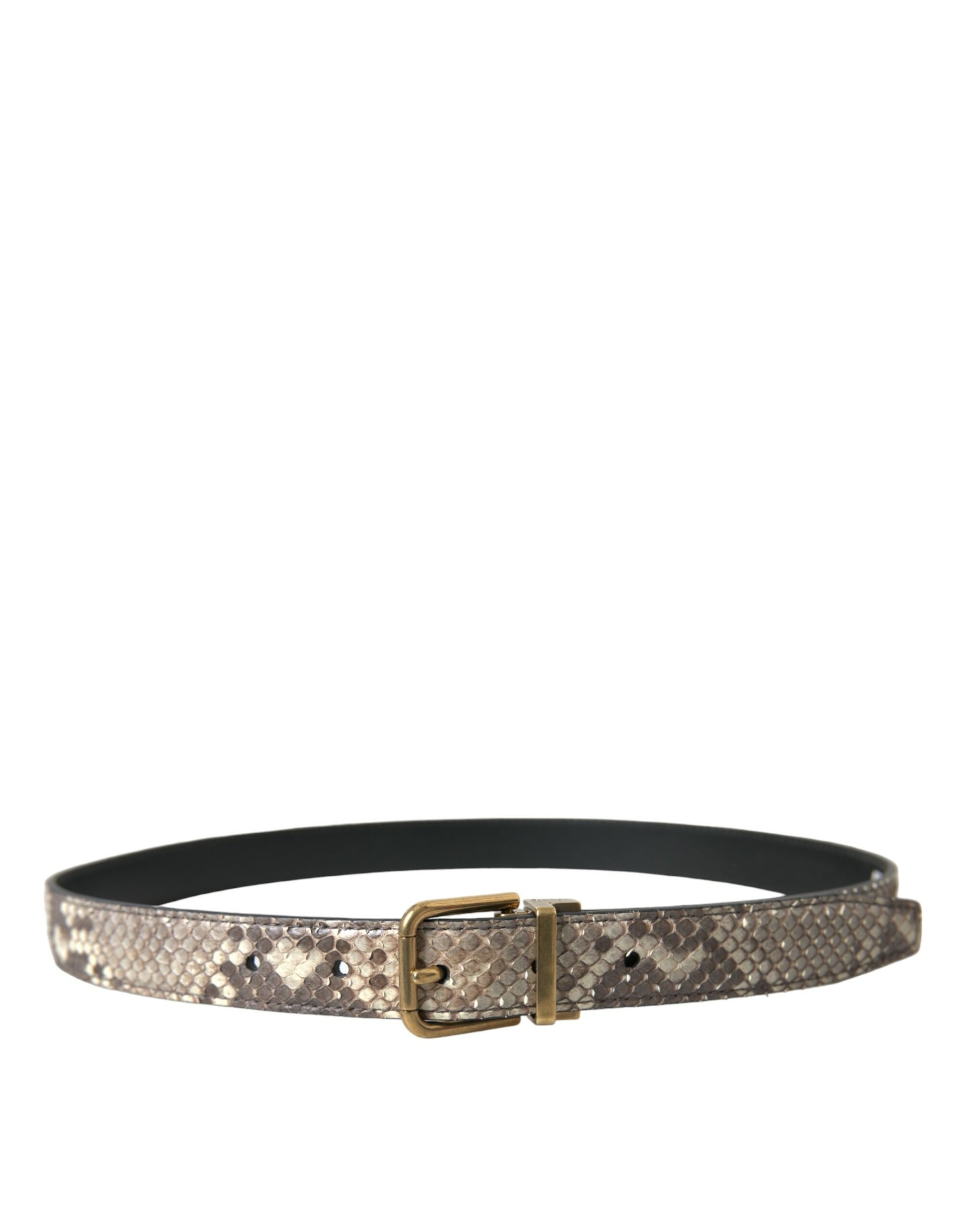 Brauner Pythonledergürtel mit goldener Metallschnalle