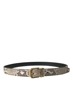 Brauner Pythonledergürtel mit goldener Metallschnalle