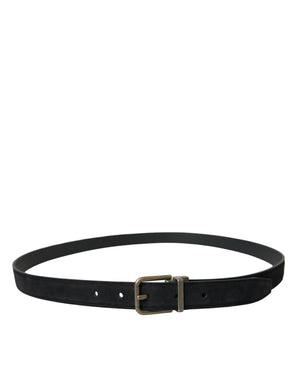 Black Suede Leather Gold Metal Buckle Belt