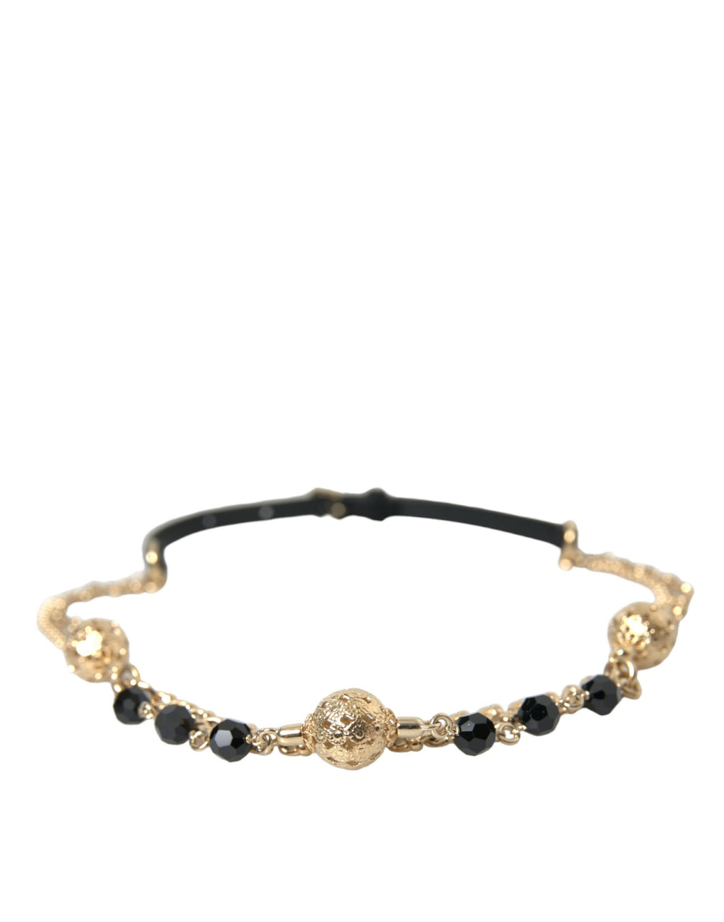 Schwarzer Wildleder-Taillengürtel mit goldener Kette und Kristallen