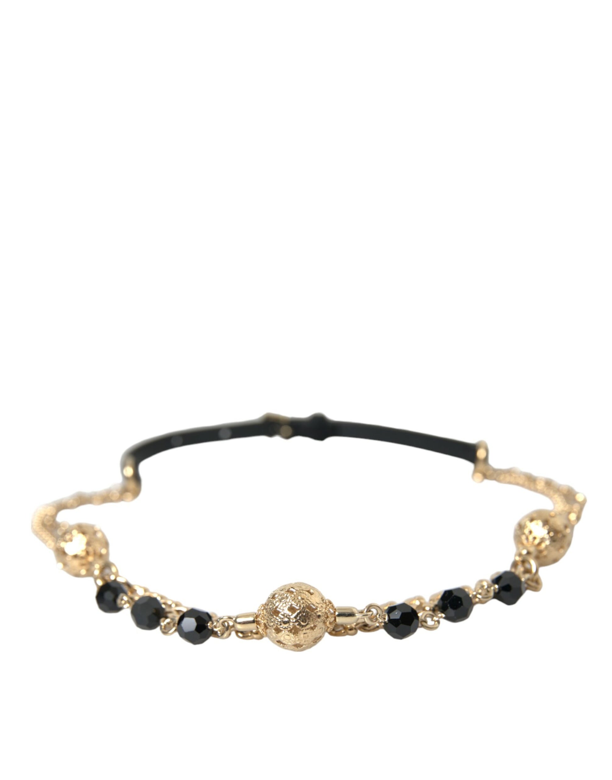 Schwarzer Wildleder-Taillengürtel mit goldener Kette und Kristallen