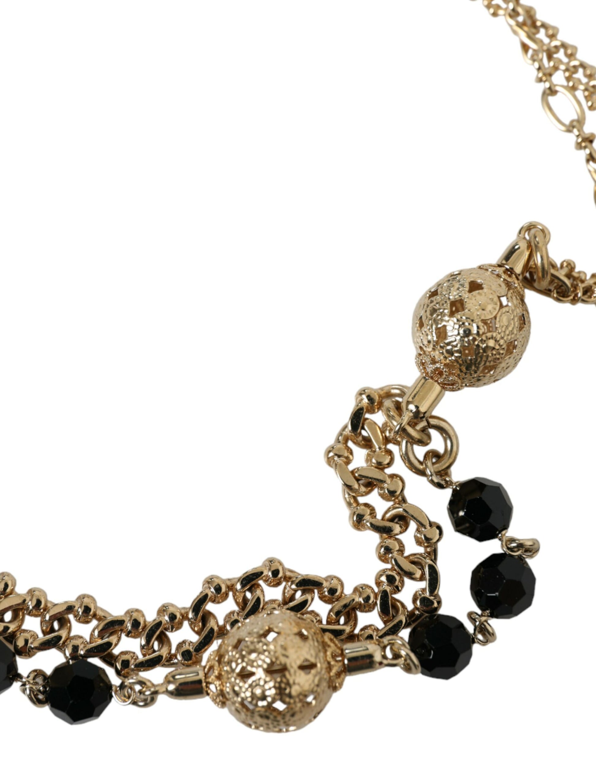 Schwarzer Wildleder-Taillengürtel mit goldener Kette und Kristallen