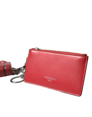 Rotes Leder-Silber-Metall-Logo-Gurtbeutel-Airpods-Etui