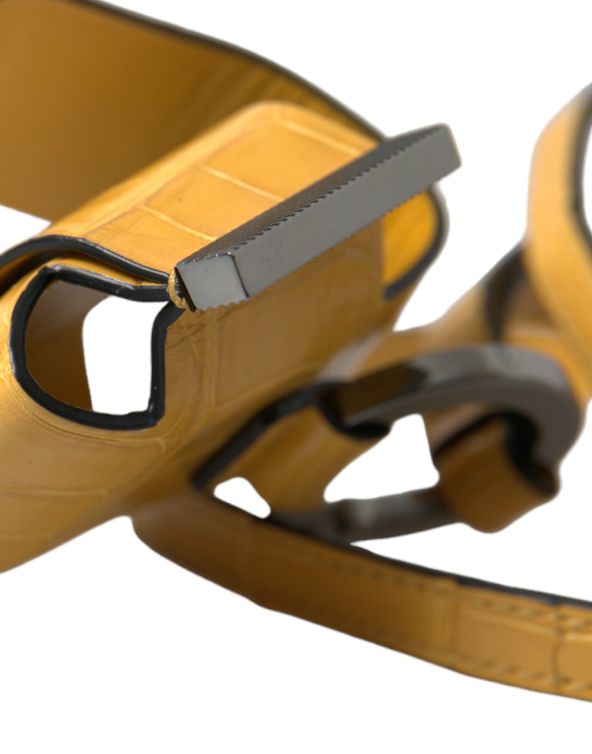 Gelber Schlüsselanhänger aus Krokodilleder mit Logo-Print