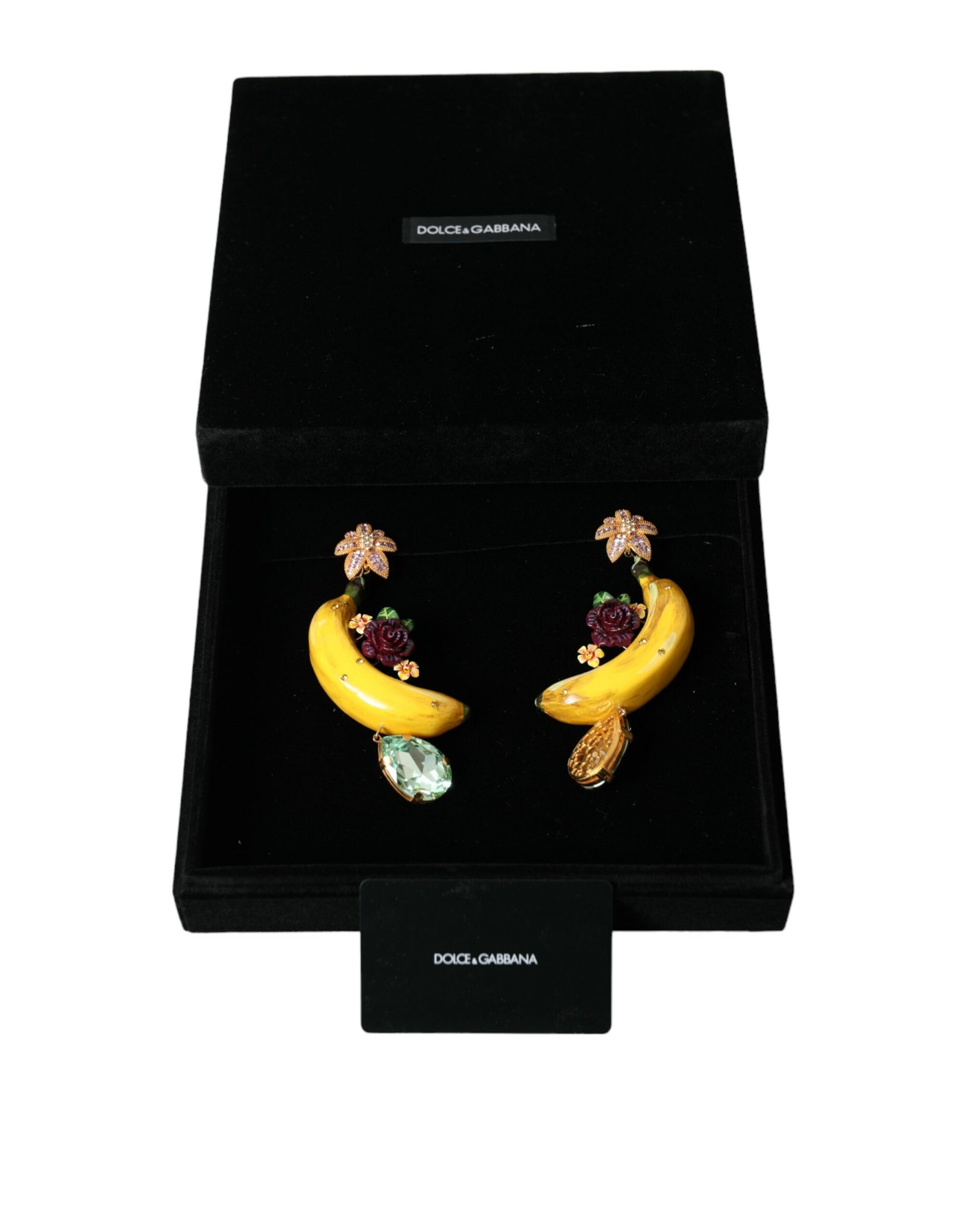 Gold Messing Kristall Banane Clip-on Schmuck baumelnde Ohrringe