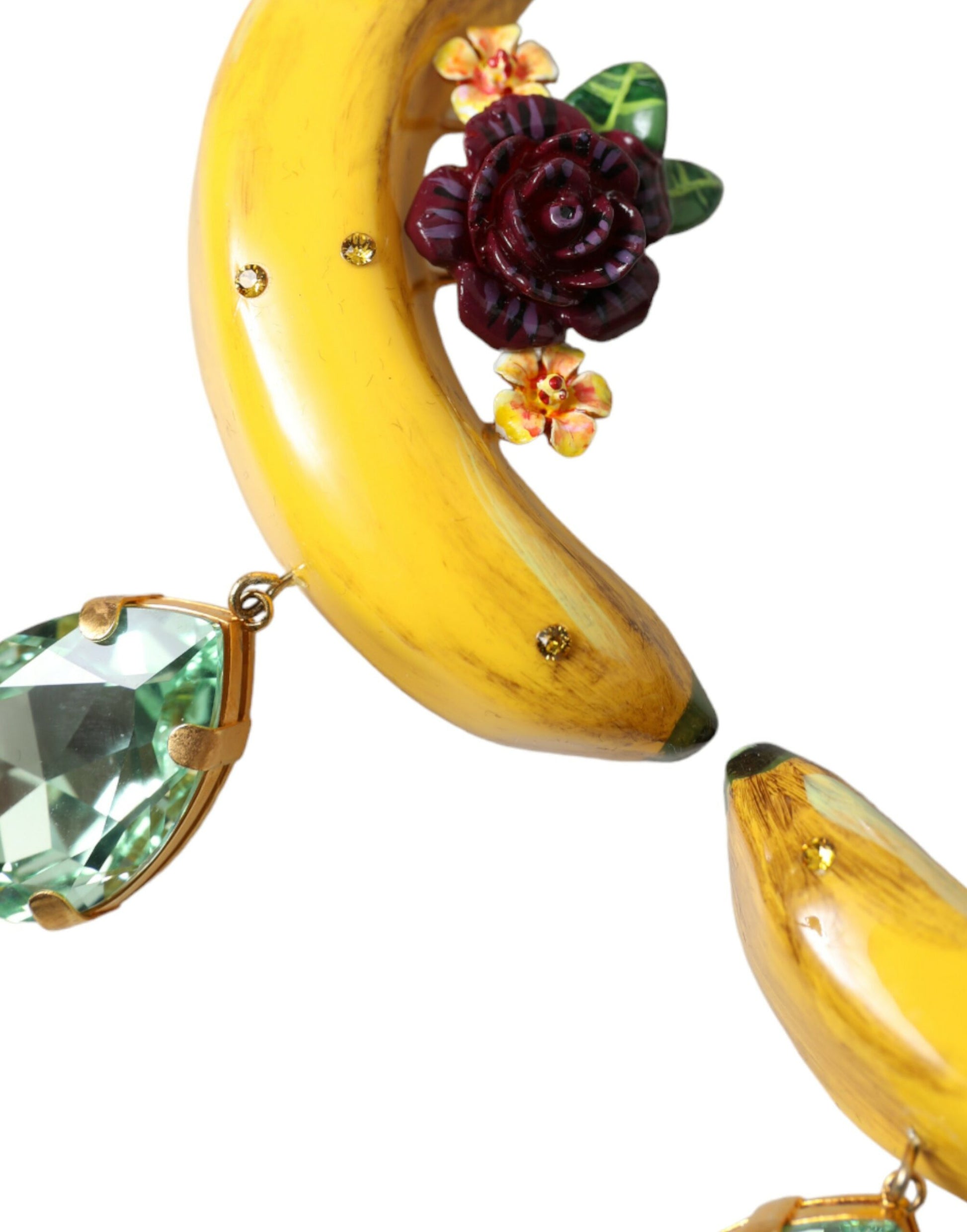 Gold Messing Kristall Banane Clip-on Schmuck baumelnde Ohrringe
