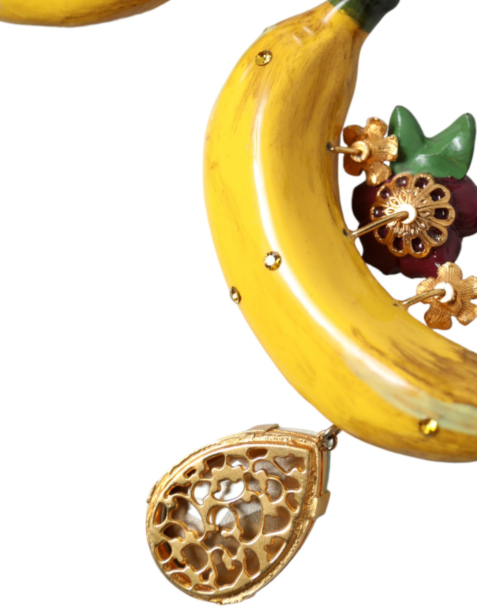 Gold Messing Kristall Banane Clip-on Schmuck baumelnde Ohrringe