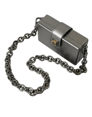 DG BOX Umhängetasche aus Kalbsleder in Metallic-Grau