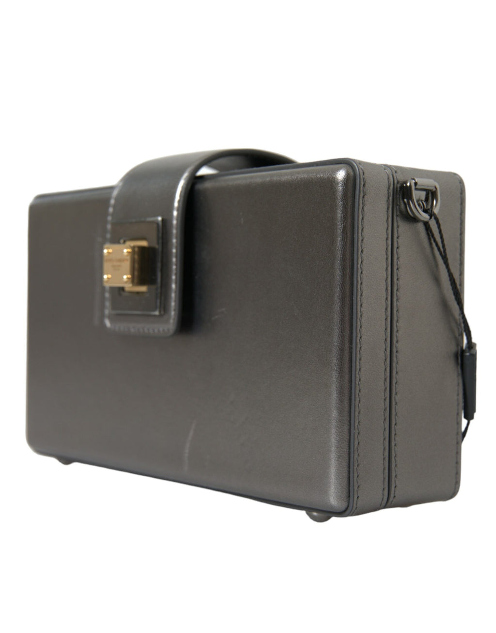 DG BOX Umhängetasche aus Kalbsleder in Metallic-Grau