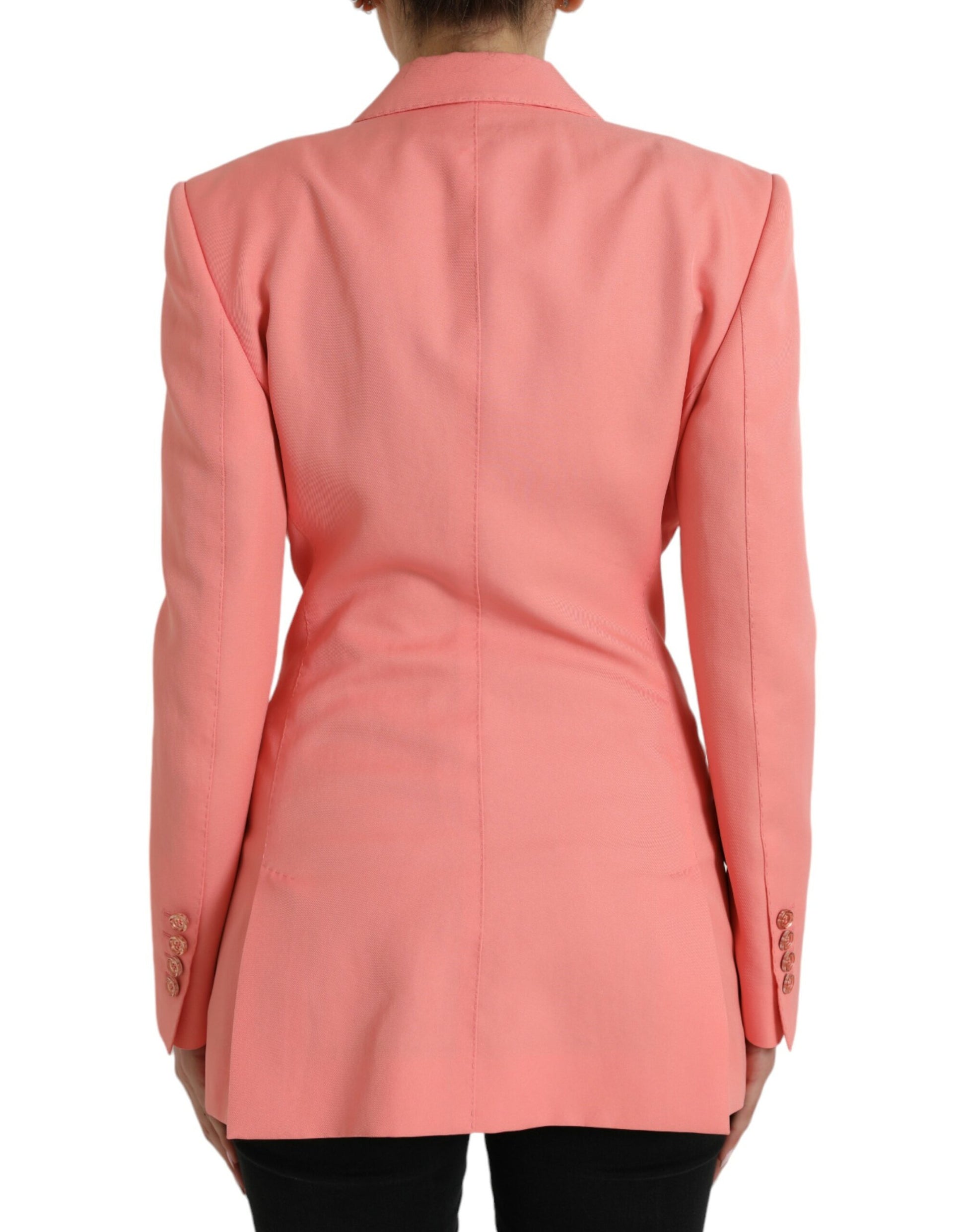 Rosafarbene einreihige Blazerjacke aus Polyester