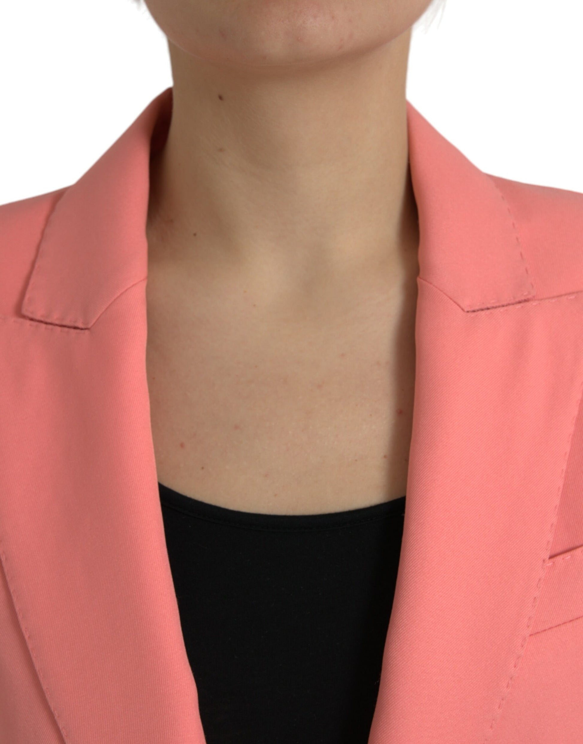 Rosafarbene einreihige Blazerjacke aus Polyester