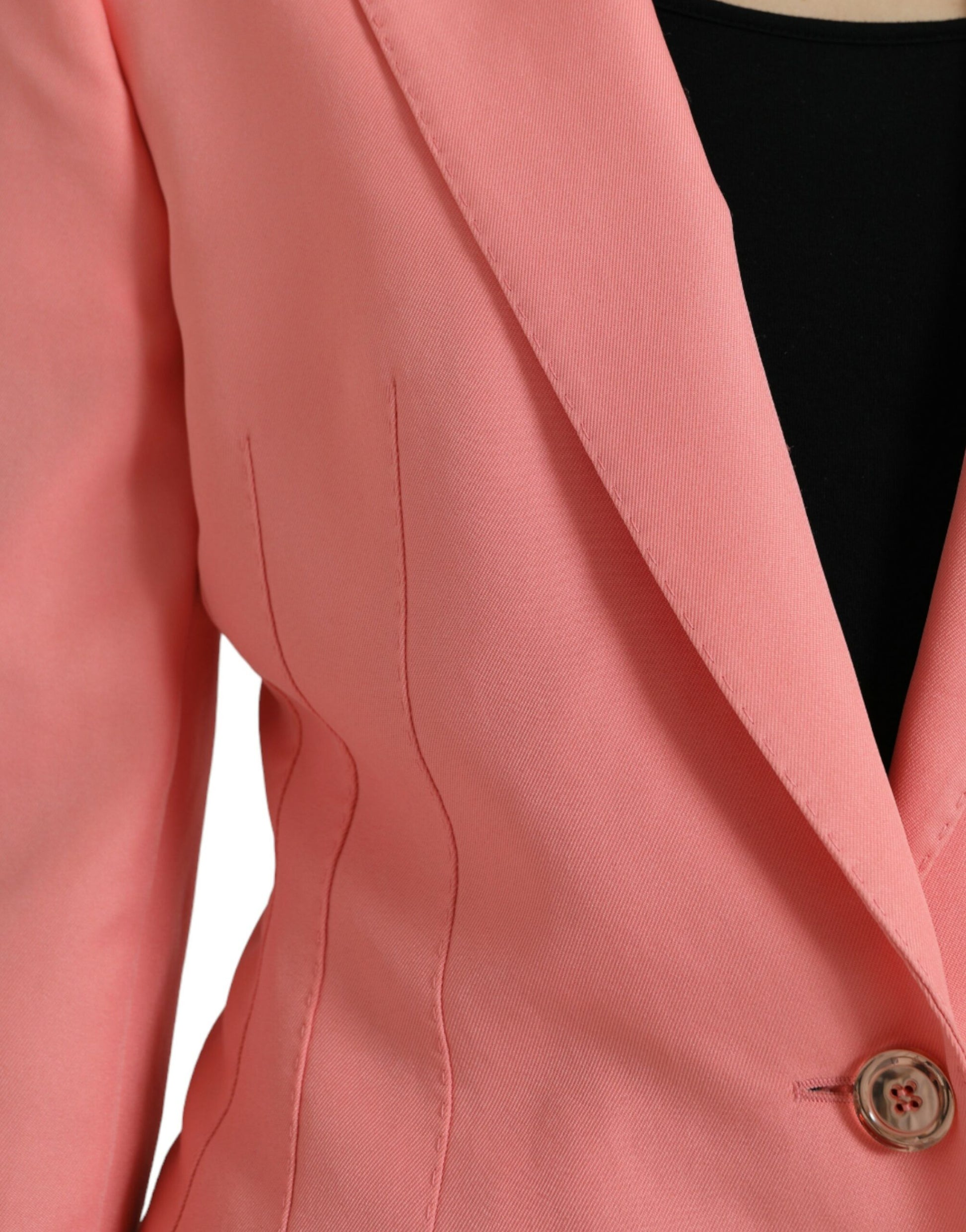 Rosafarbene einreihige Blazerjacke aus Polyester