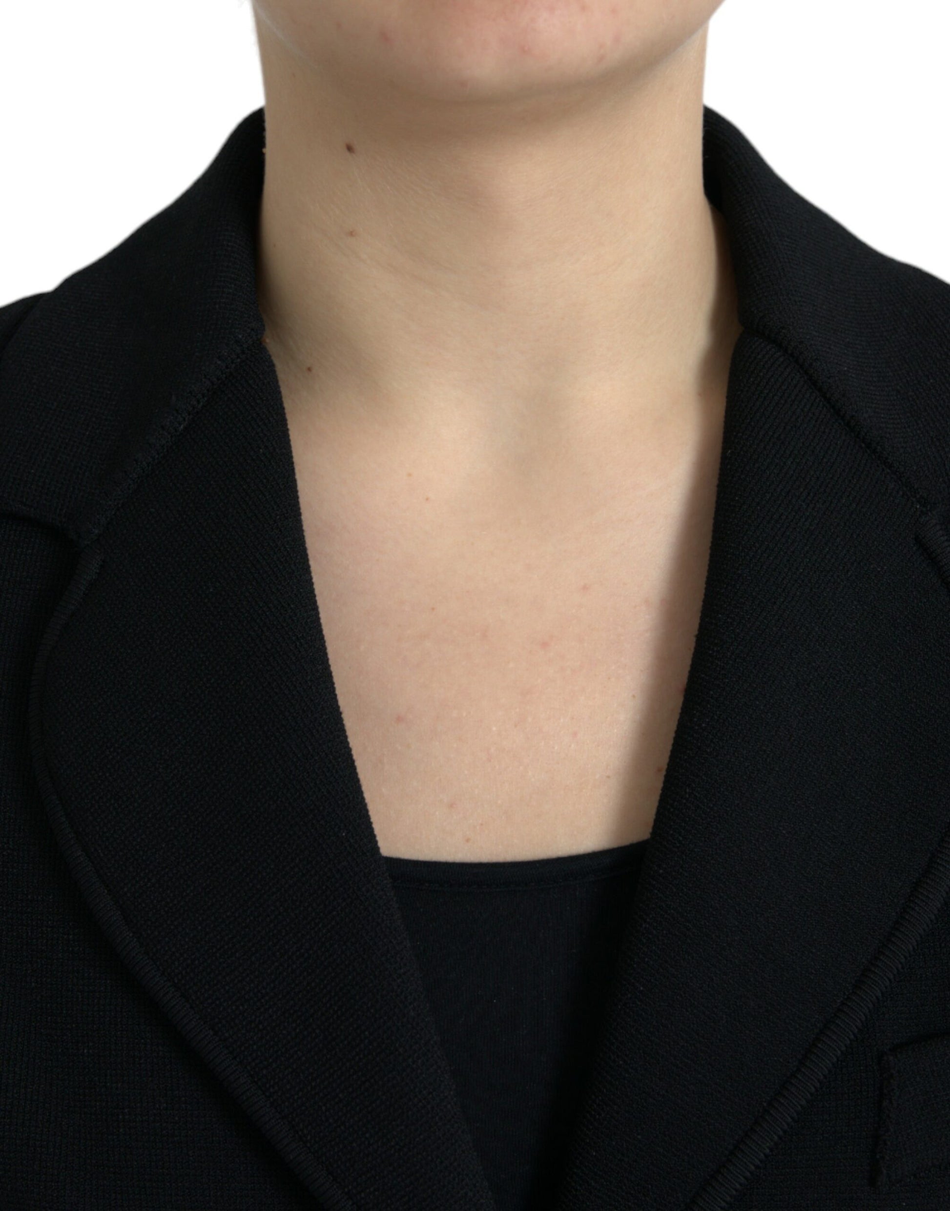 Schwarze einreihige Blazerjacke aus Viskose