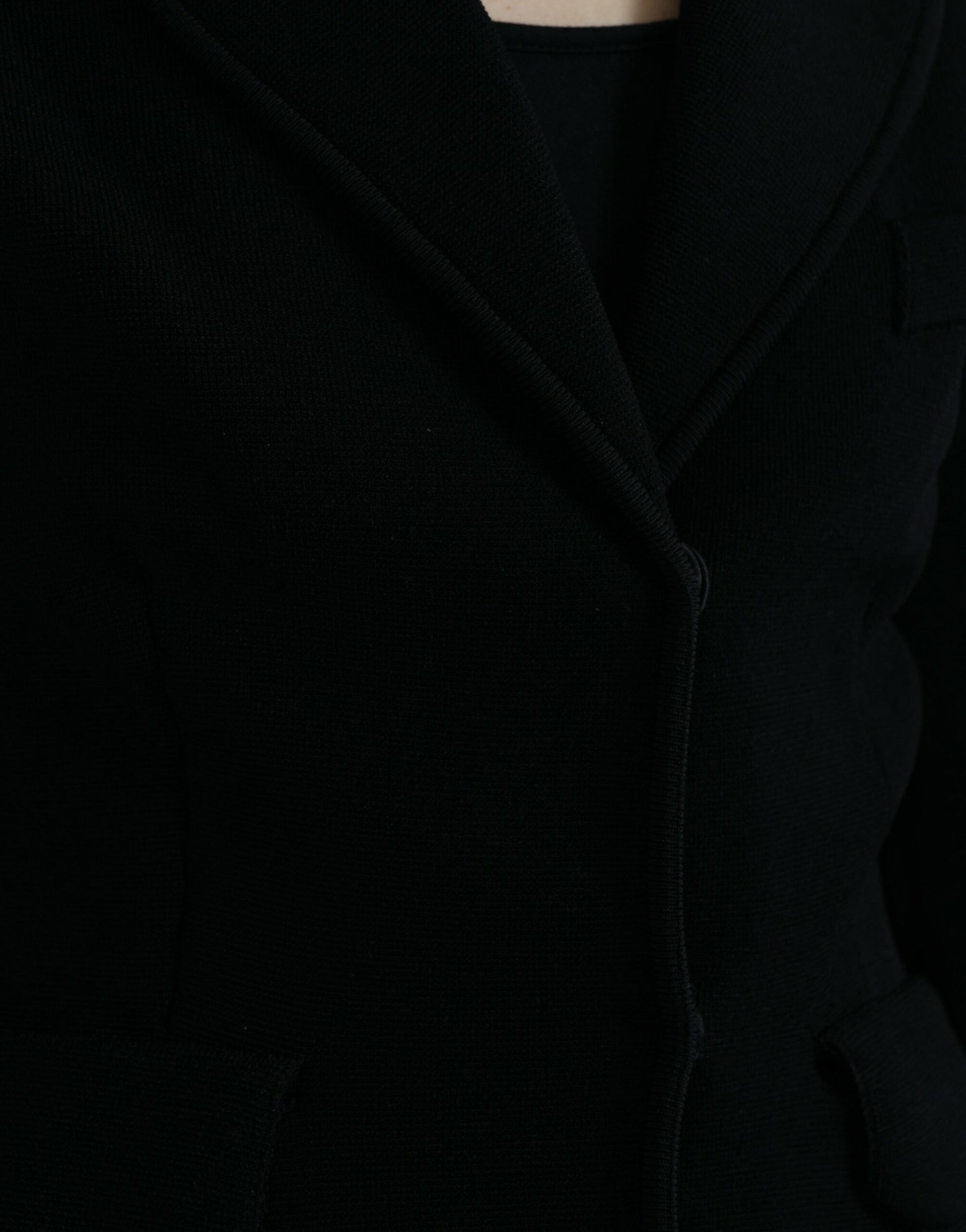 Schwarze einreihige Blazerjacke aus Viskose