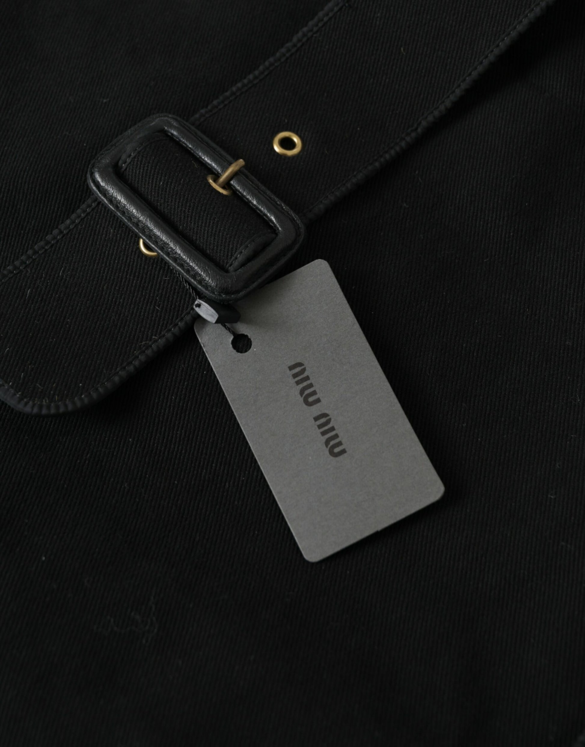 Black Canvas Denim Logo Shoulder Tote Shopping Bag