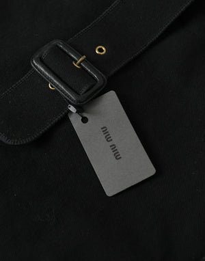 Schwarze Canvas-Denim-Einkaufstasche mit Logo