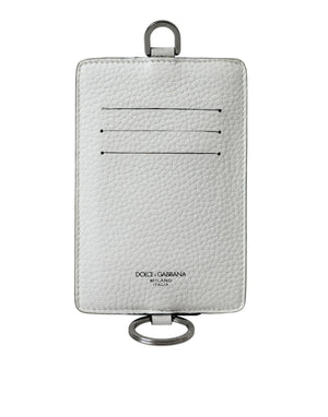 White Calf Leather Lanyard Logo Card Holder Wallet