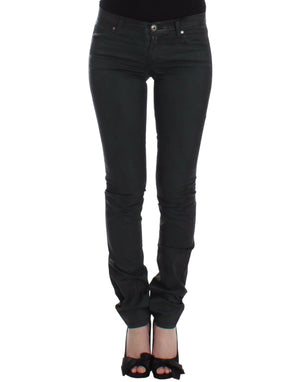 Grüne Slim Jeans Denim Hose Straight Leg Stretch