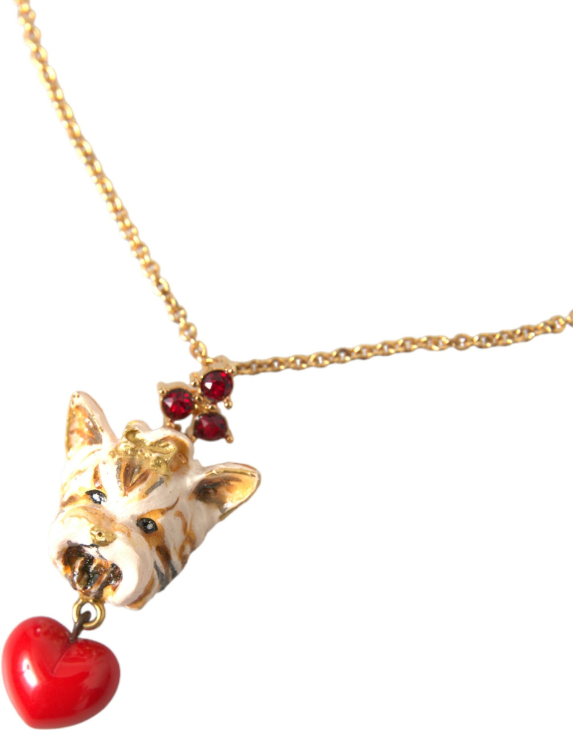 Gold Messing Kette Hund Herz Anhänger Charm Halskette