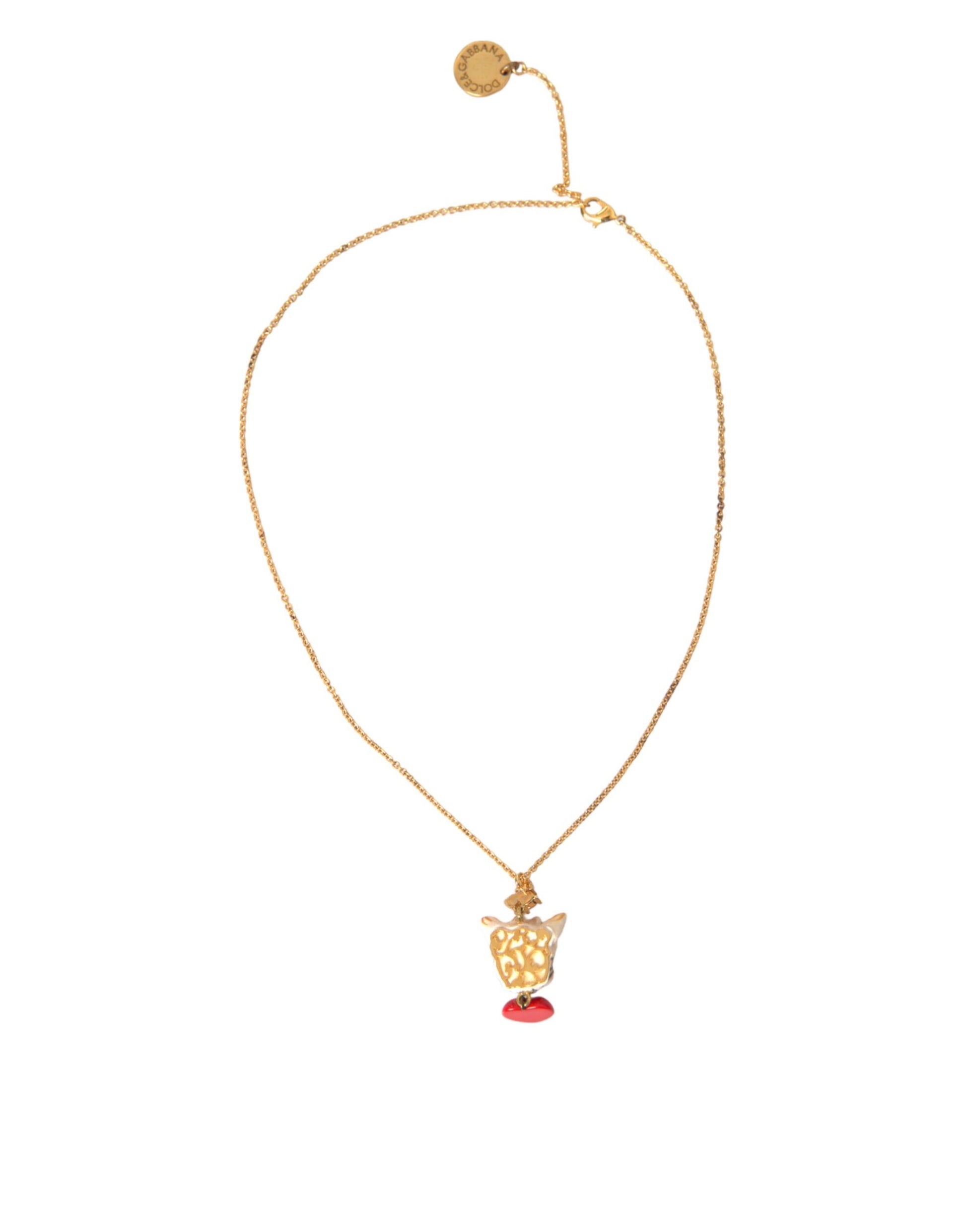 Gold Messing Kette Hund Herz Anhänger Charm Halskette