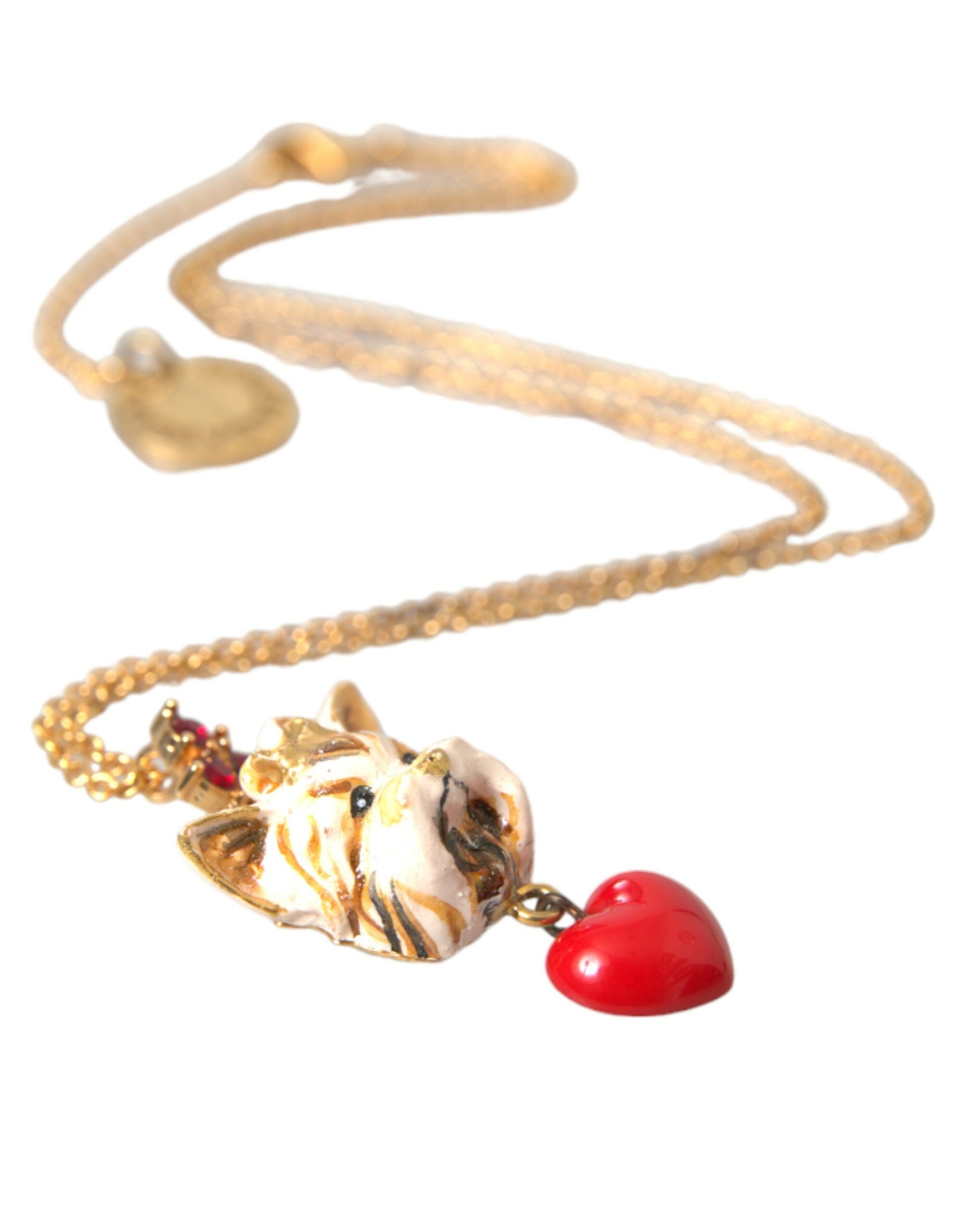 Gold Messing Kette Hund Herz Anhänger Charm Halskette