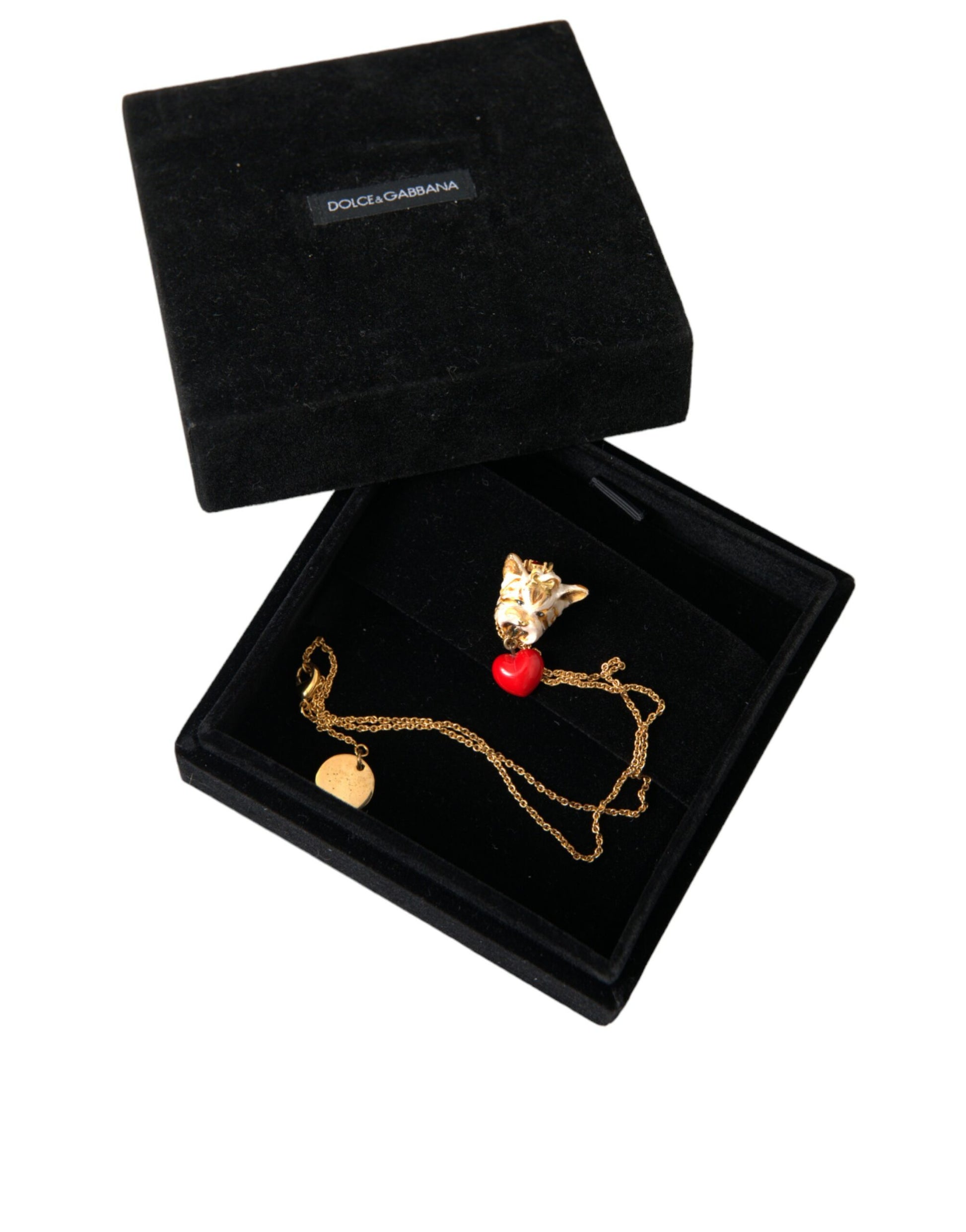 Gold Messing Kette Hund Herz Anhänger Charm Halskette