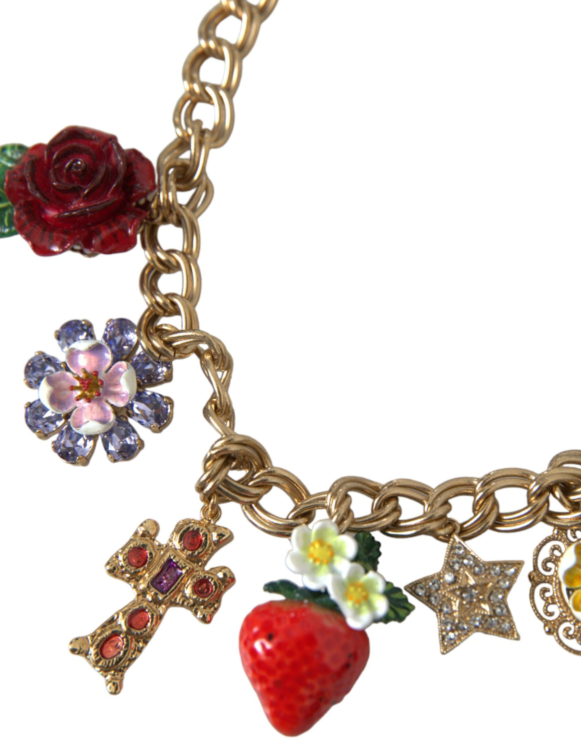 Goldkette mit Rosenkreuz und Erdbeerstern-Anhänger