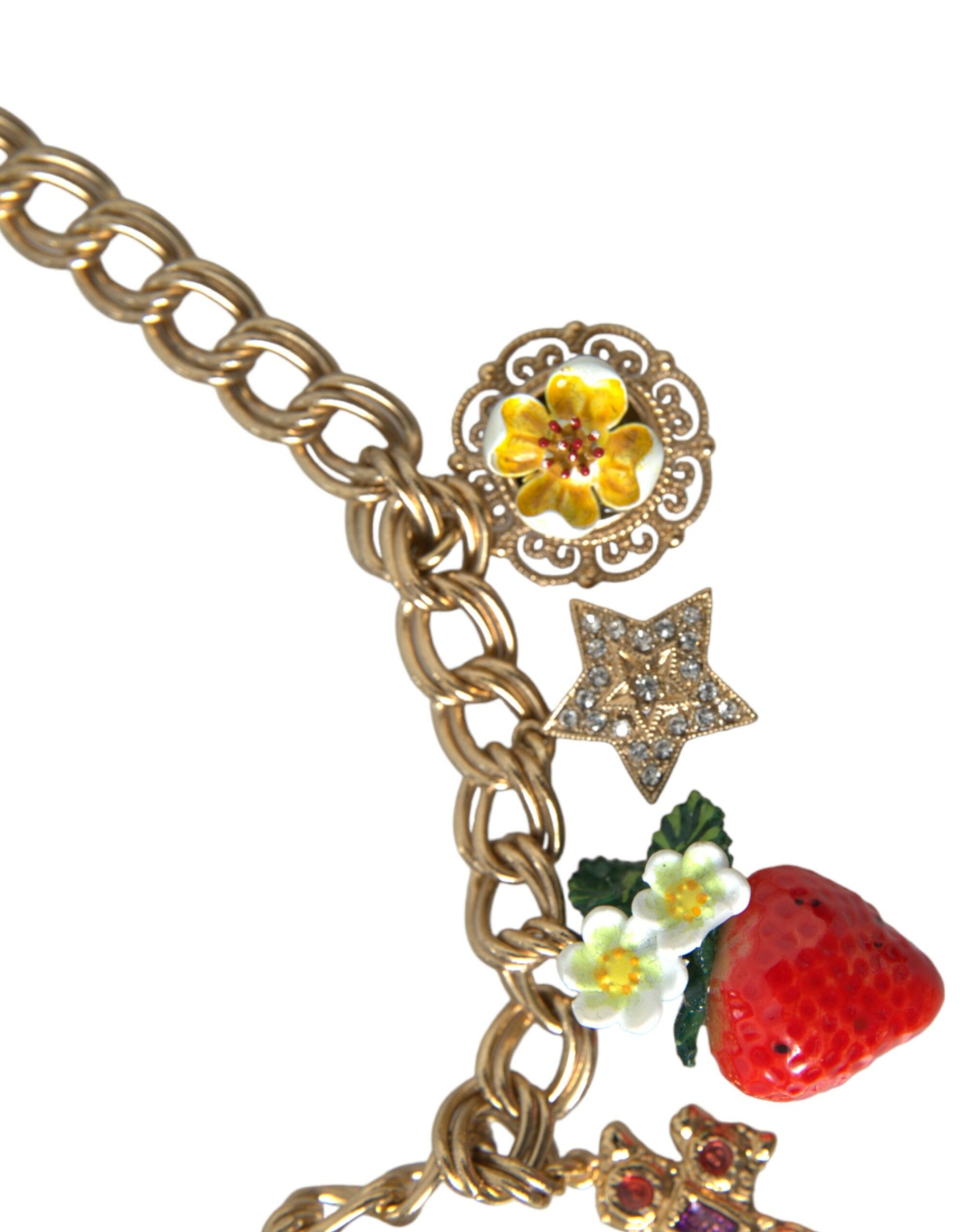 Goldkette mit Rosenkreuz und Erdbeerstern-Anhänger