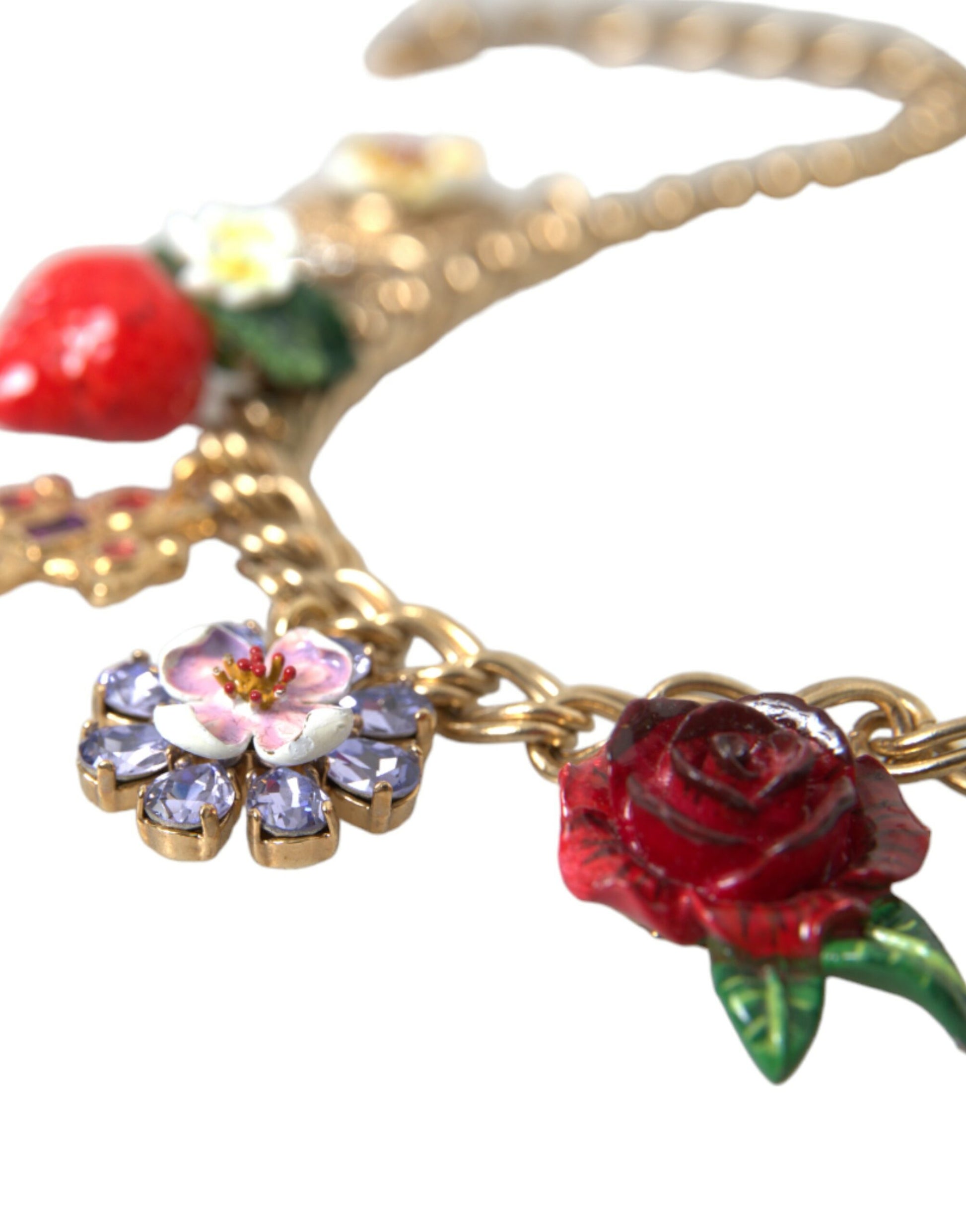 Goldkette mit Rosenkreuz und Erdbeerstern-Anhänger