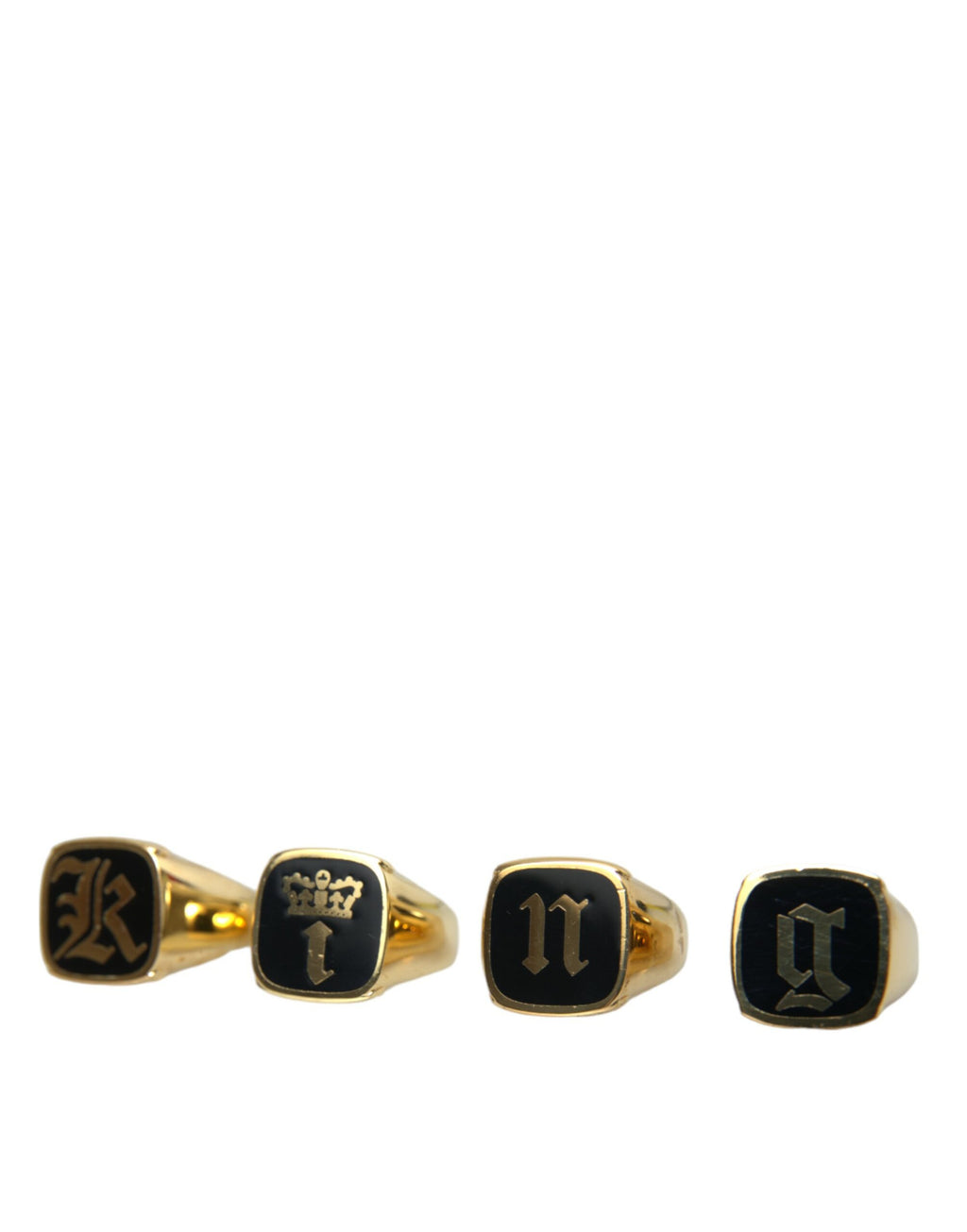 Gold Messing KING Emaille Set mit 4 Ringen