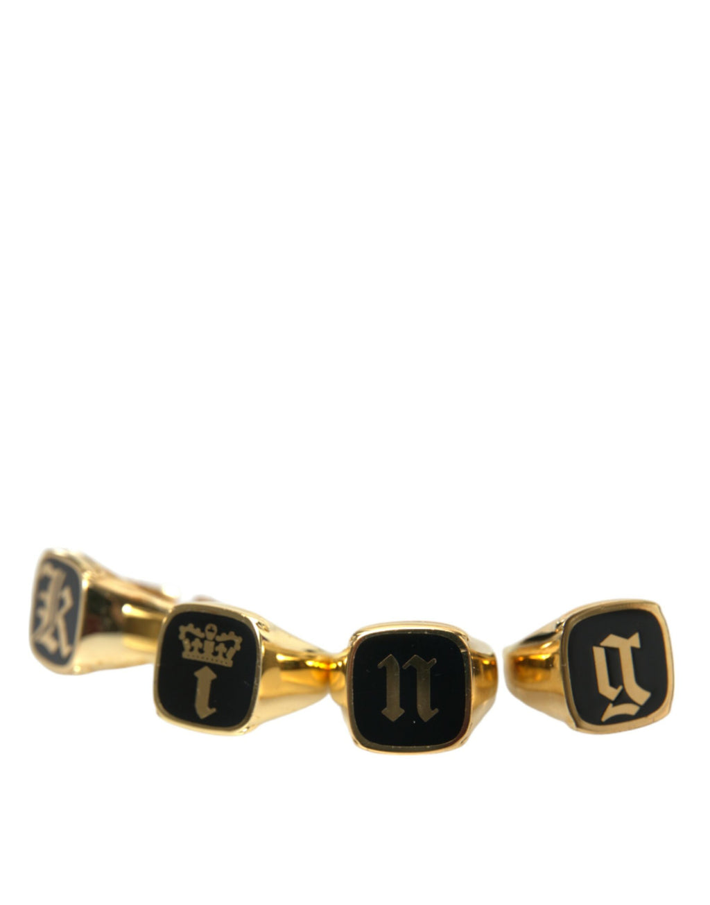 Gold Messing KING Emaille Set mit 4 Ringen